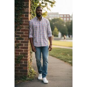 Peter Millar Men’s Sz Med Plaid Casual Cotton Button Down Shirt